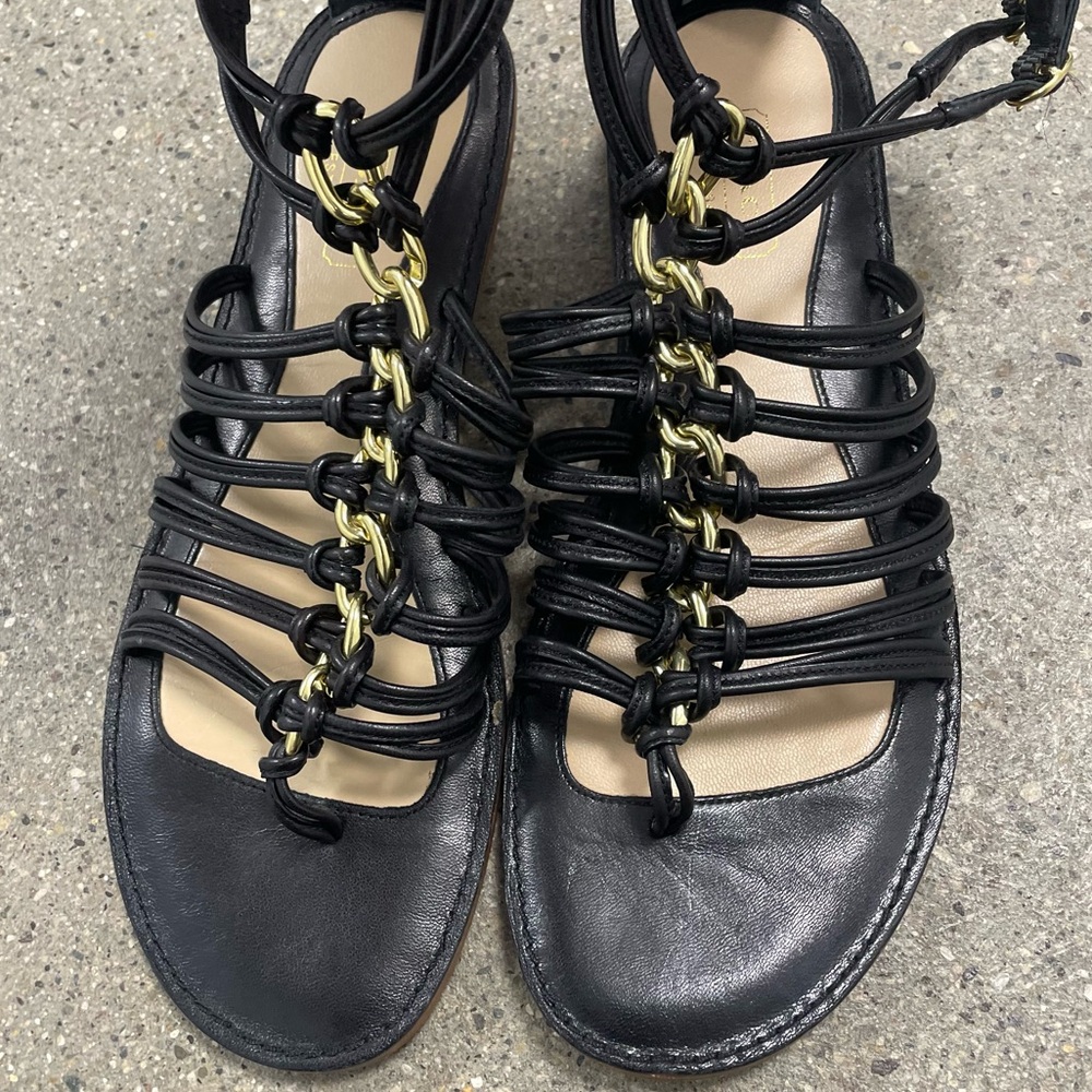 Coach Gillian Black Leather Womens gladiator Sandals Size 7.5 - Picture 2 of 16